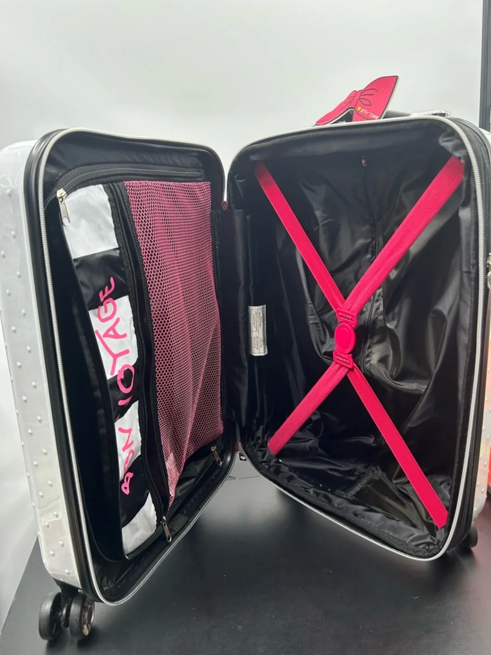 Betsey Johnson White Embossed Sugar Skull Carry-On Luggage